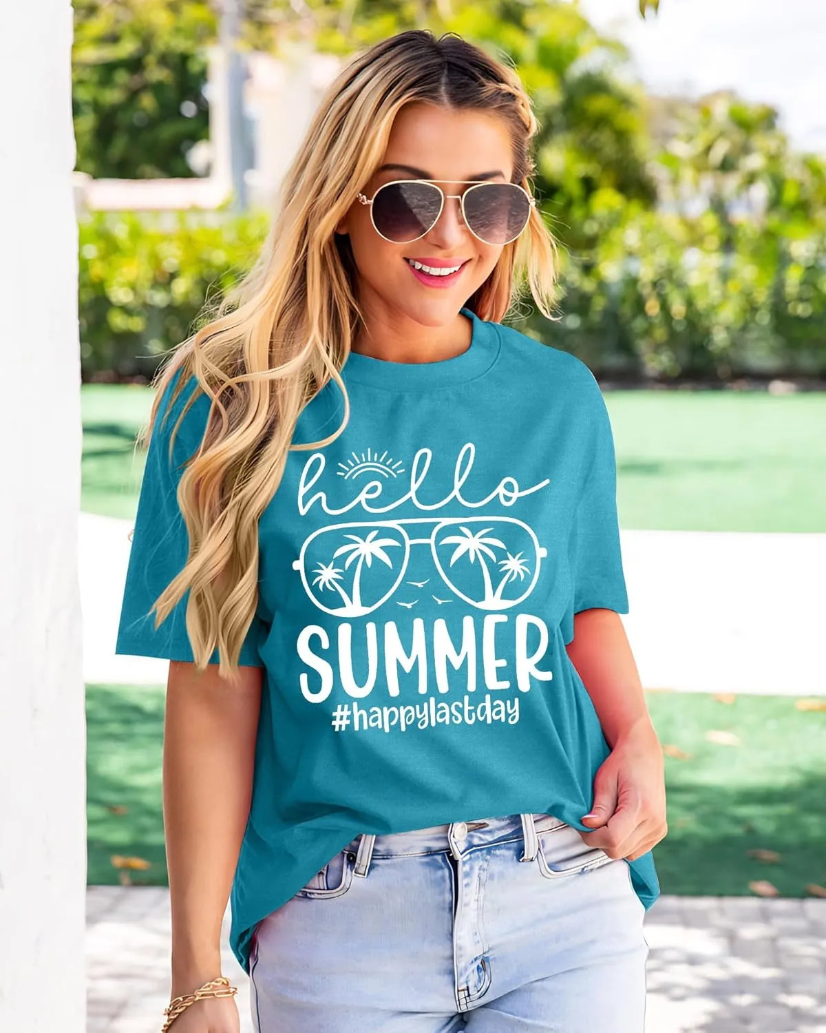 Last Day of School Teacher Shirt: Women Hello Summer T-Shirt School's Out for Summer Happy Graduation Gifts Teacher Tops