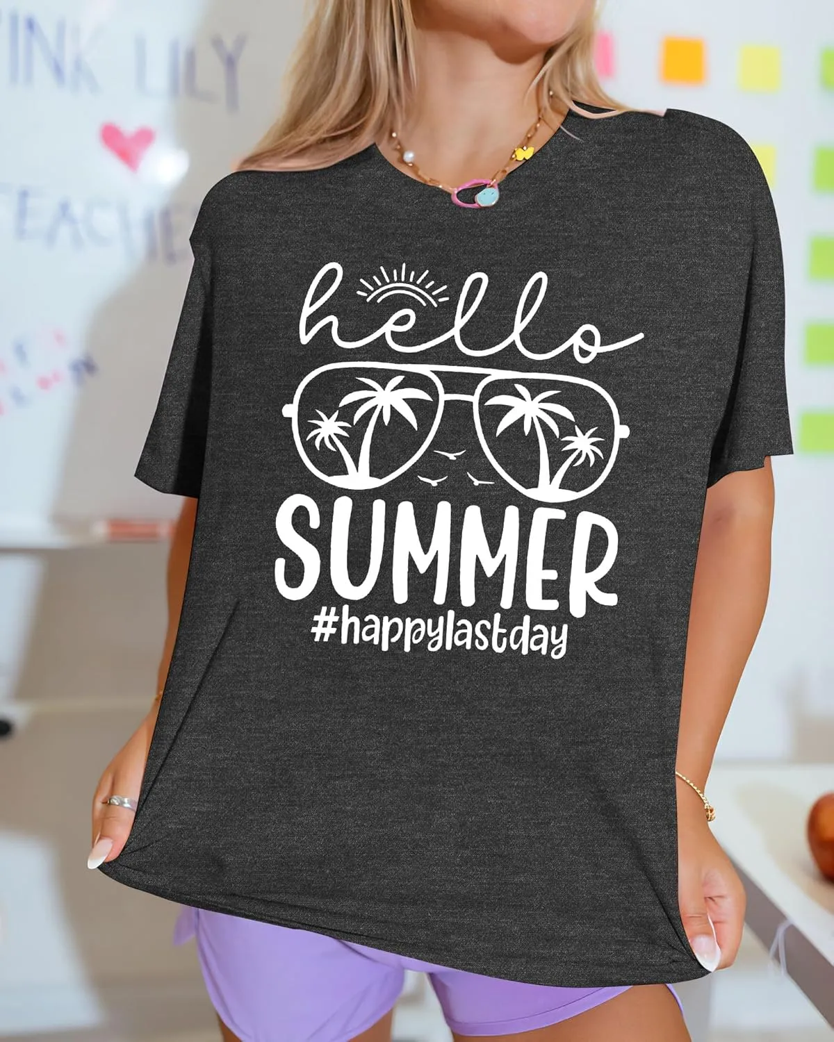 Last Day of School Teacher Shirt: Women Hello Summer T-Shirt School's Out for Summer Happy Graduation Gifts Teacher Tops