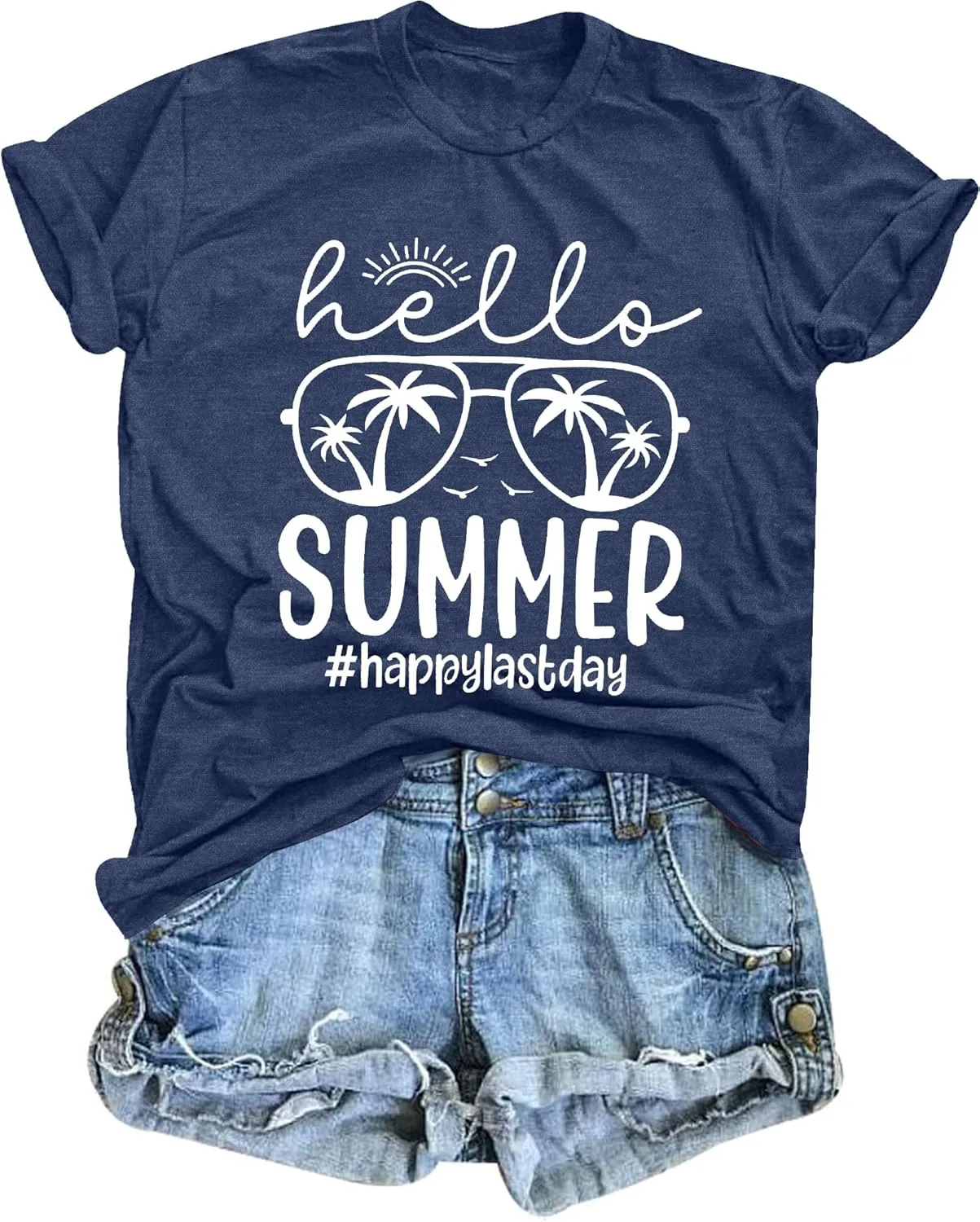 Last Day of School Teacher Shirt: Women Hello Summer T-Shirt School's Out for Summer Happy Graduation Gifts Teacher Tops