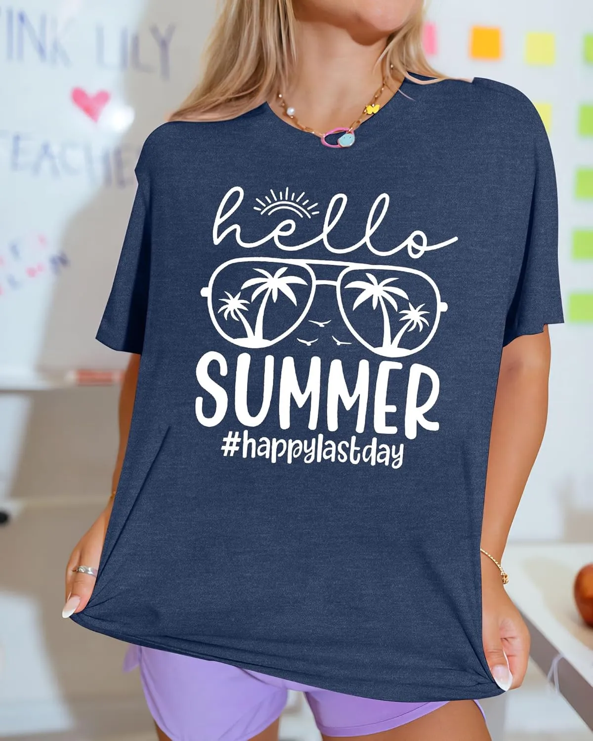 Last Day of School Teacher Shirt: Women Hello Summer T-Shirt School's Out for Summer Happy Graduation Gifts Teacher Tops