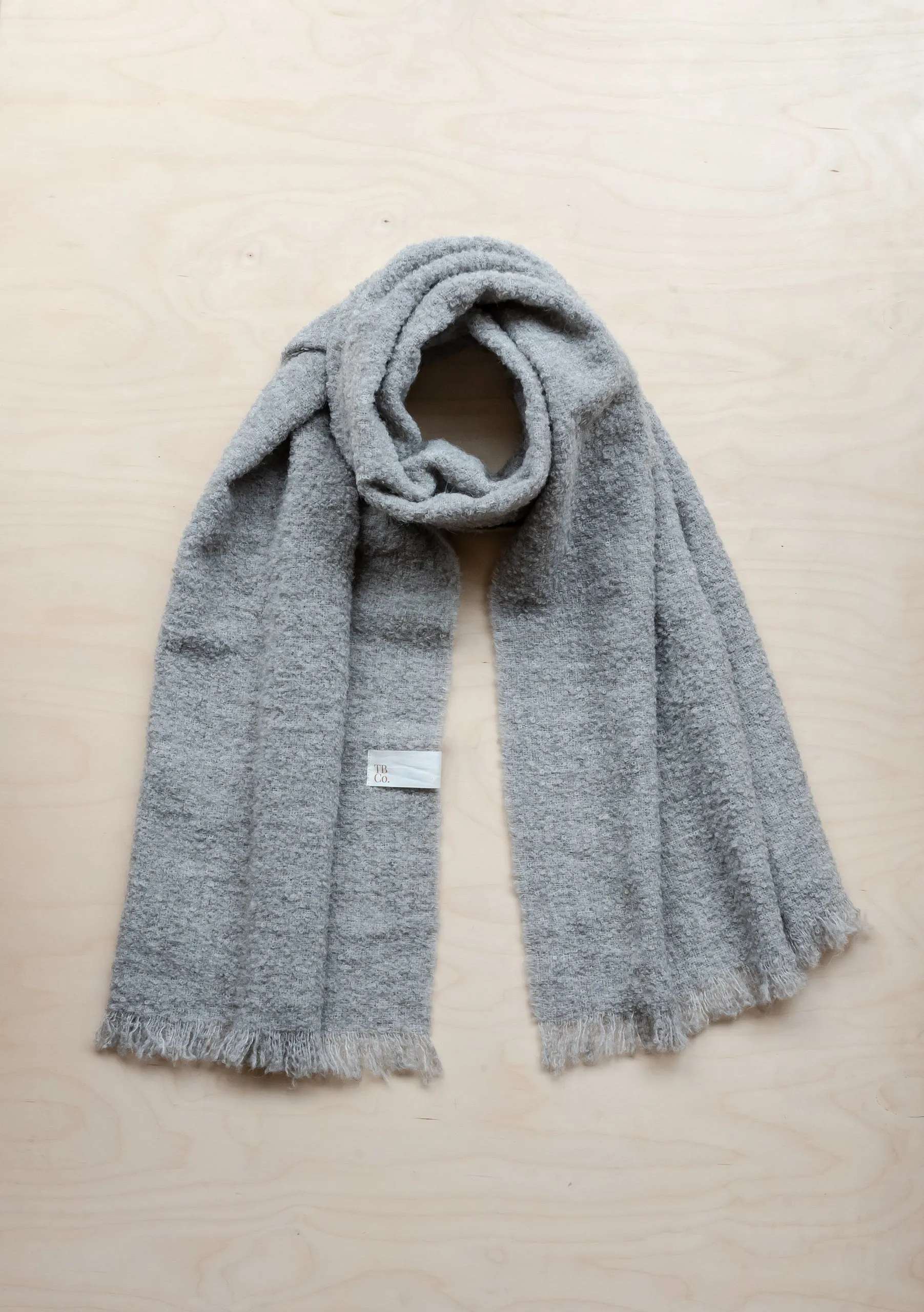 Men's Alpaca Oversized Scarf in Light Grey Melange