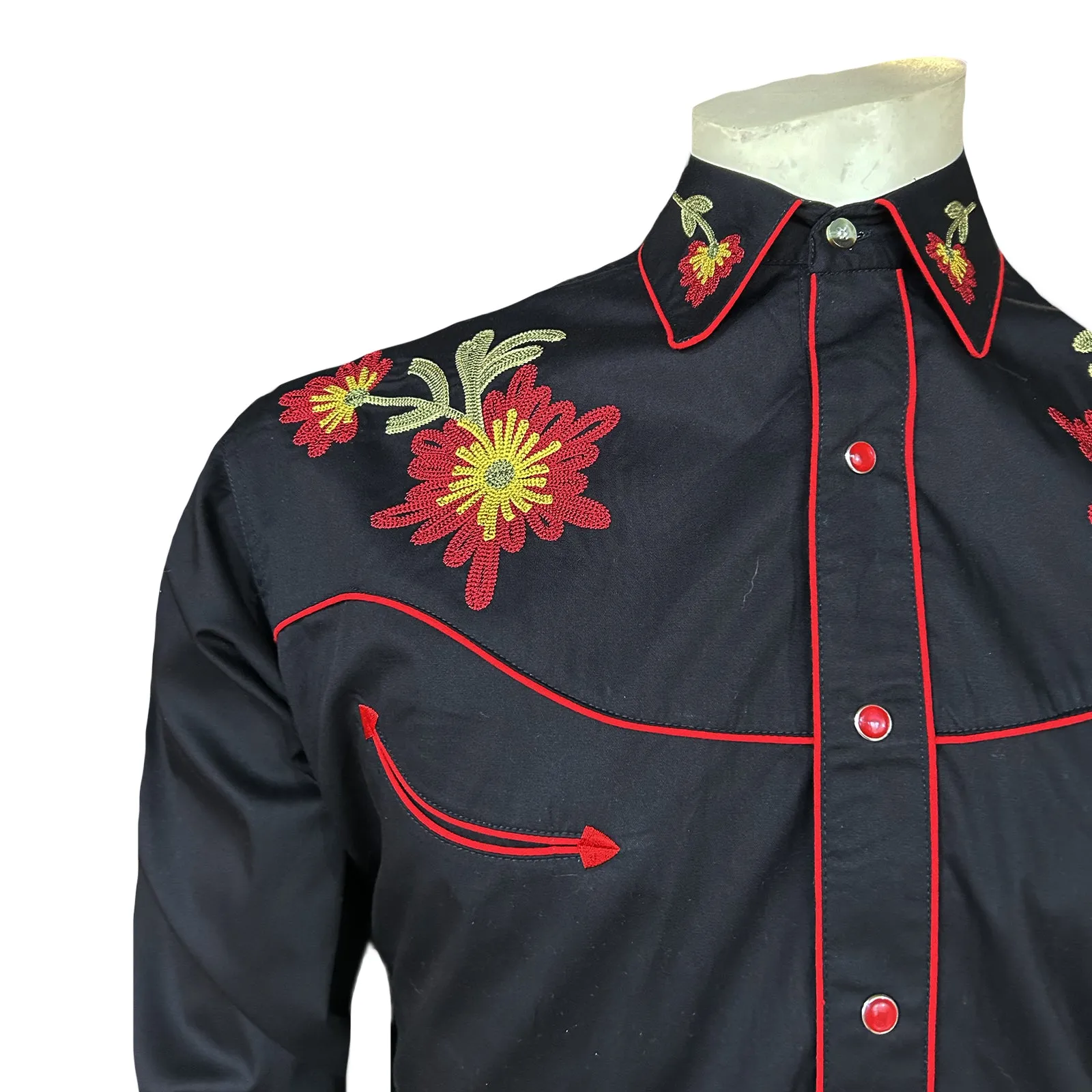 Men's Vintage Floral Chenille Embroidered Western Shirt