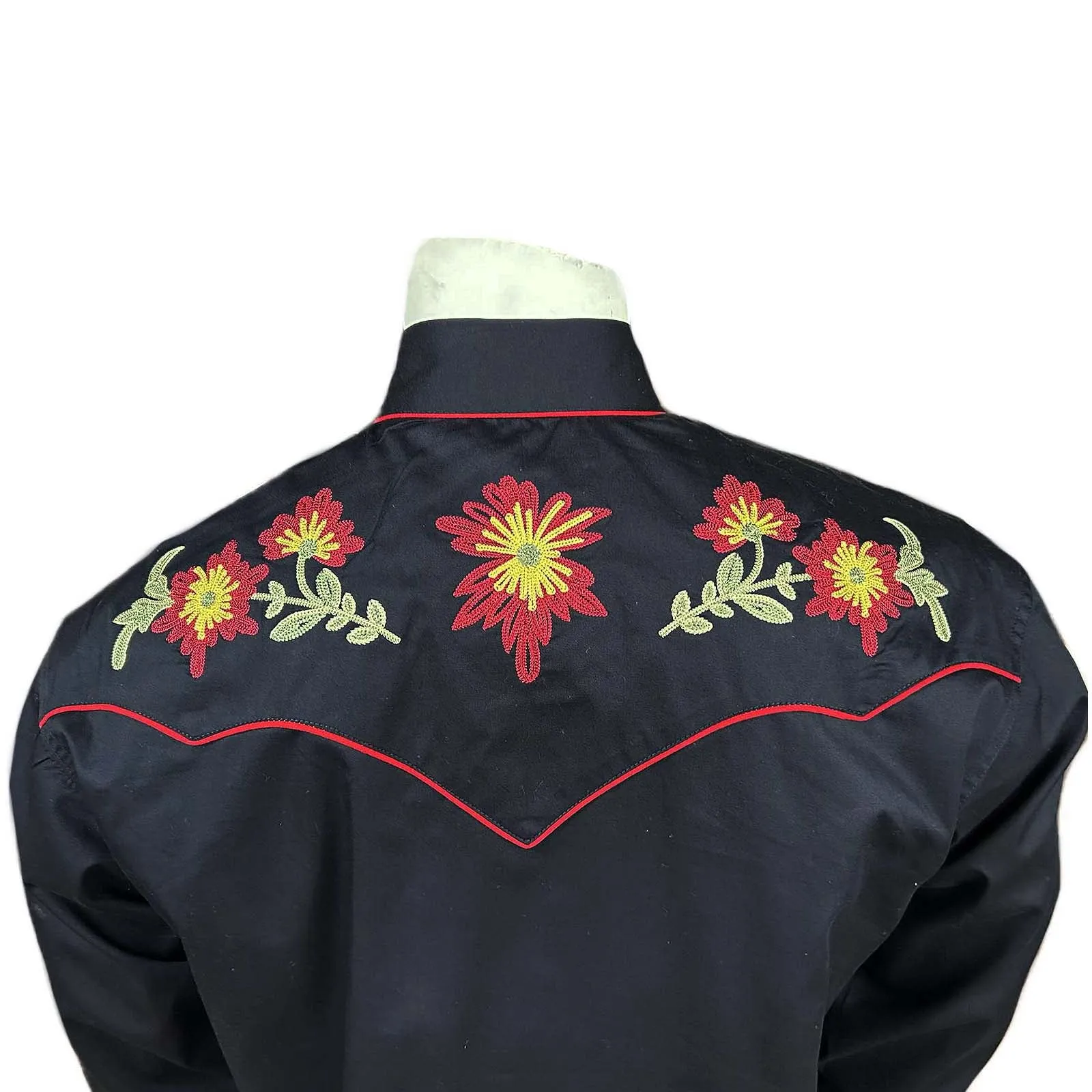 Men's Vintage Floral Chenille Embroidered Western Shirt