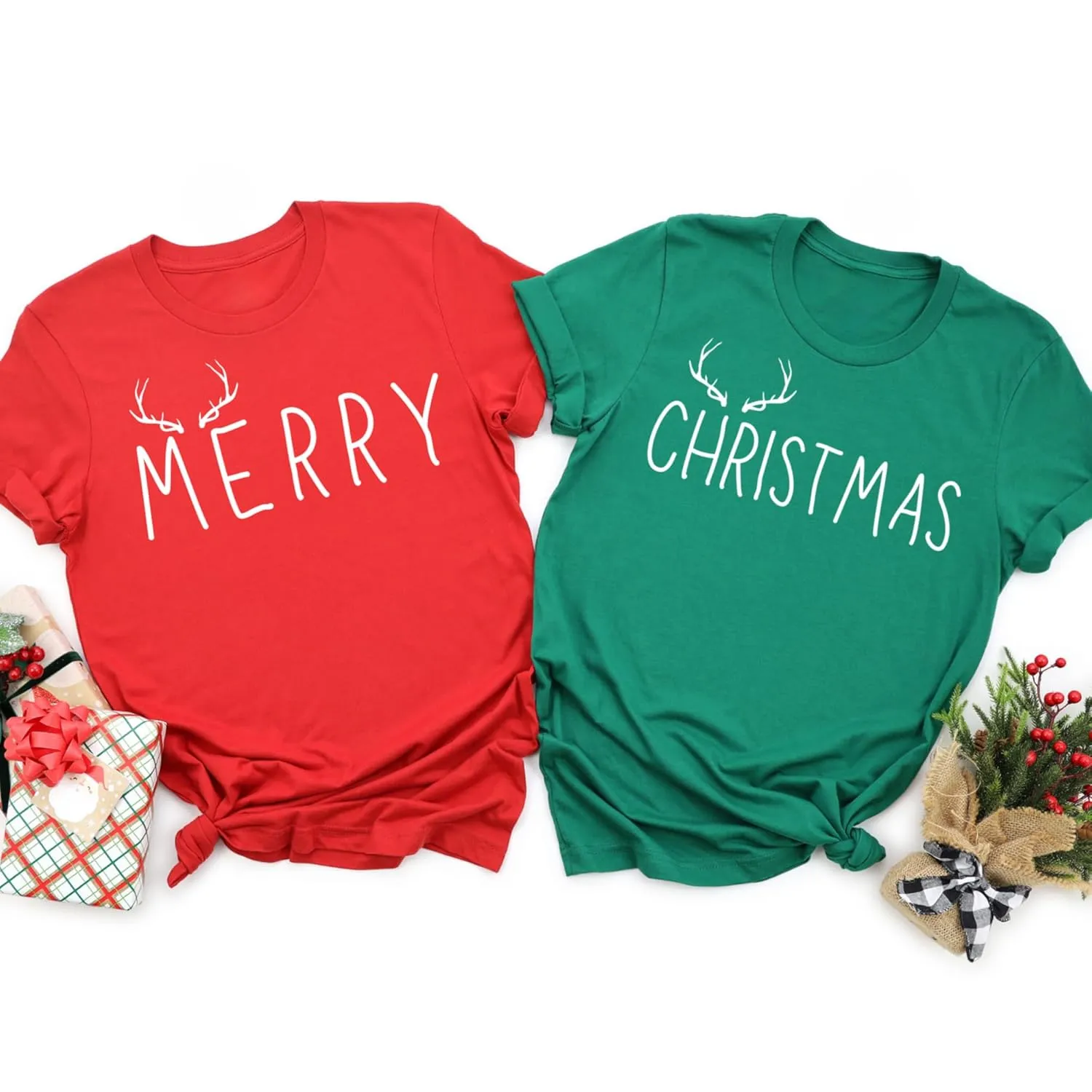 Merry Christmas Couple Shirt, Family Christmas Pajamas, Christmas Matching Outfit, Christmas T-Shirt, Christmas Gifts, Funny Christmas Tee (KELLY GREEN, CHRISTMAS, ADULT S)
