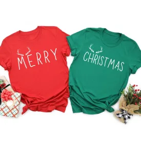 Merry Christmas Couple Shirt, Family Christmas Pajamas, Christmas Matching Outfit, Christmas T-Shirt, Christmas Gifts, Funny Christmas Tee (KELLY GREEN, CHRISTMAS, ADULT S)