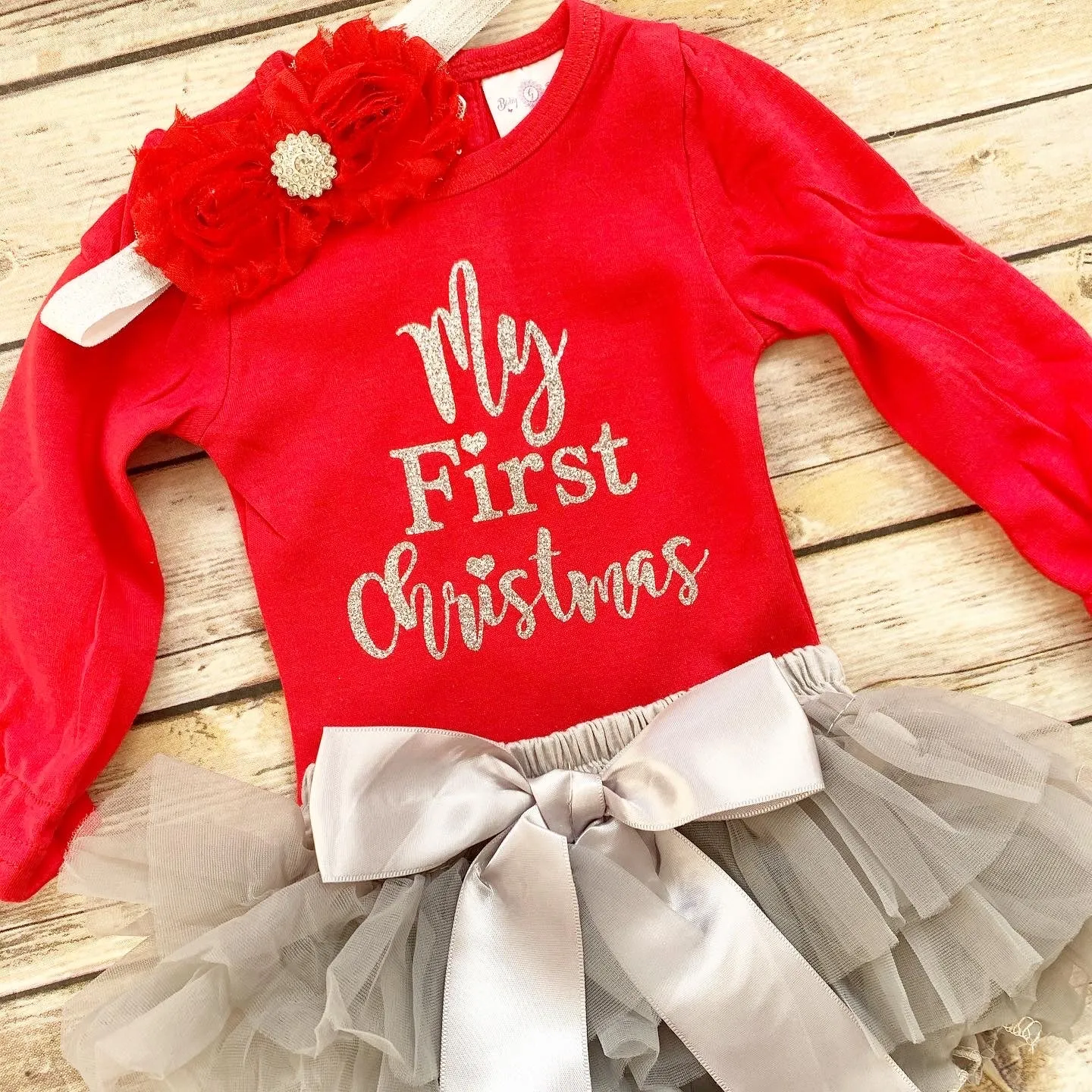 My First Christmas outfit-silver