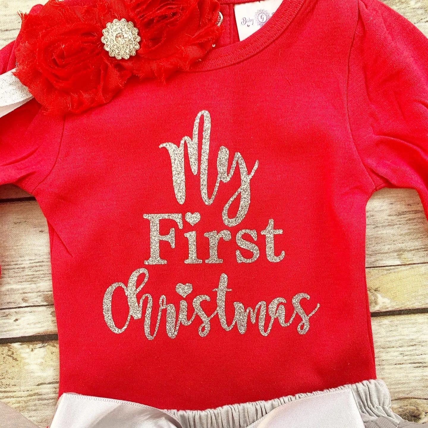 My First Christmas outfit-silver