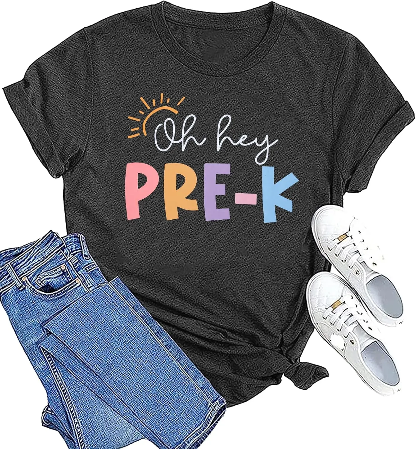 MYHALF Teacher Shirt Women Grammar Tshirt: Funny Dinasour Graphic T Shirt Teacher Gifts Kindergarten Teacher Life Tops