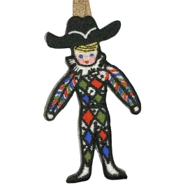 Nutcracker Embroidered Ornament - Harlequin Doll