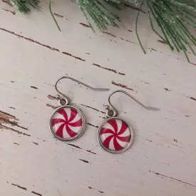 Peppermint Twist Earrings Silver Tone
