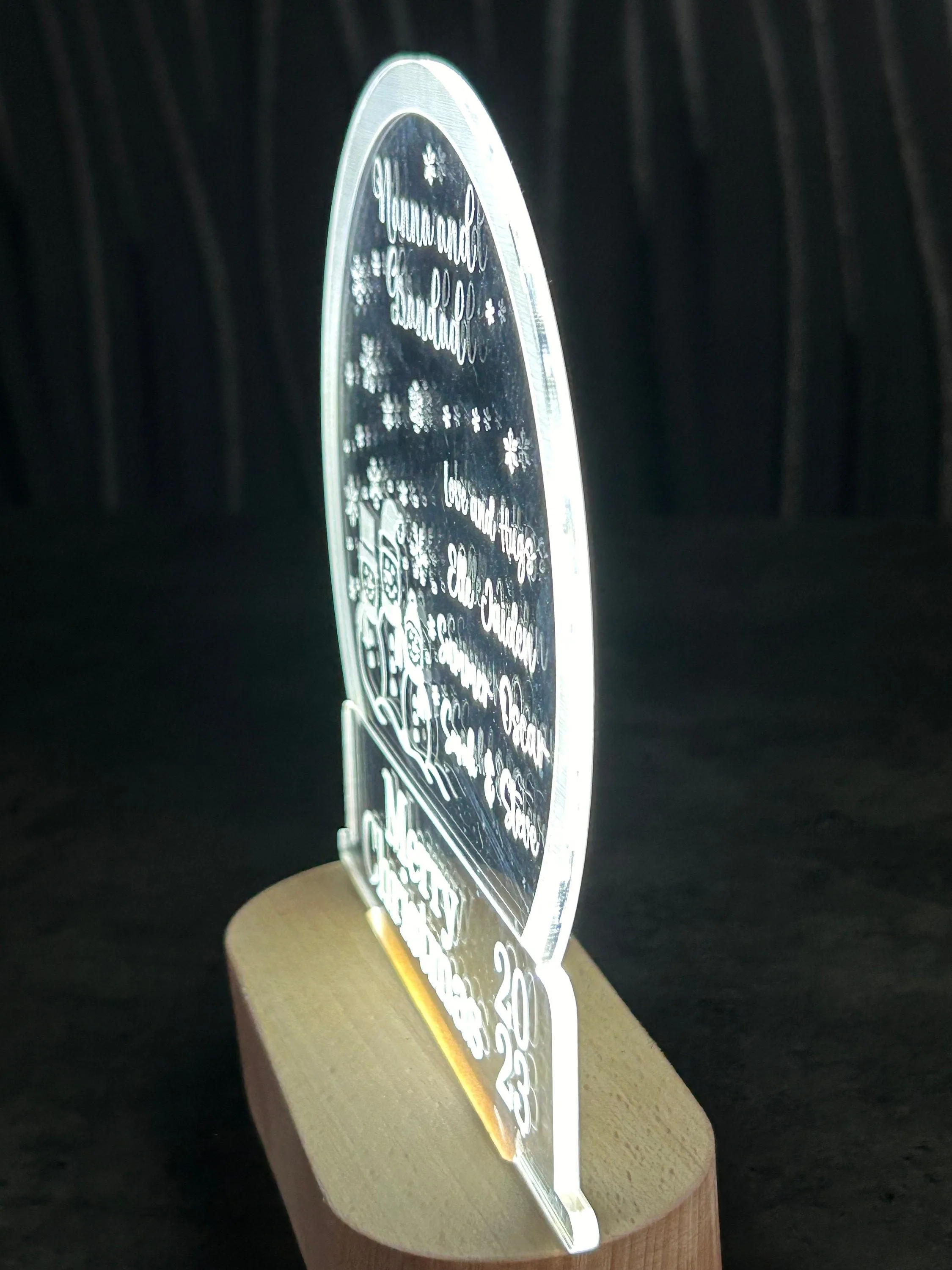 Personalised snow globe Christmas message led lampdecoration  any message  acrylic ornament gift, Christmas gift by Crystal wedding uk