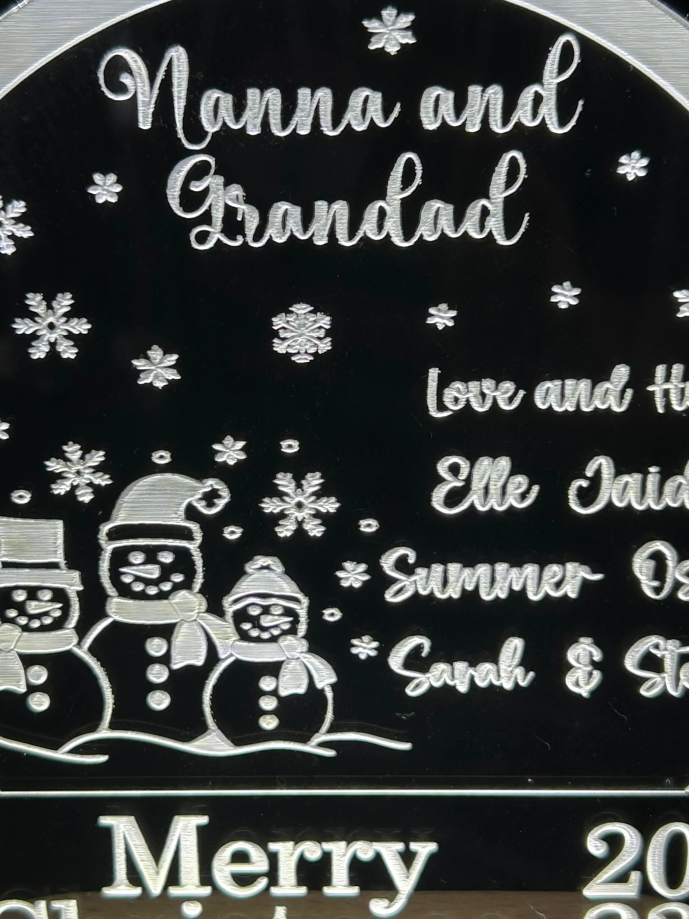 Personalised snow globe Christmas message led lampdecoration  any message  acrylic ornament gift, Christmas gift by Crystal wedding uk