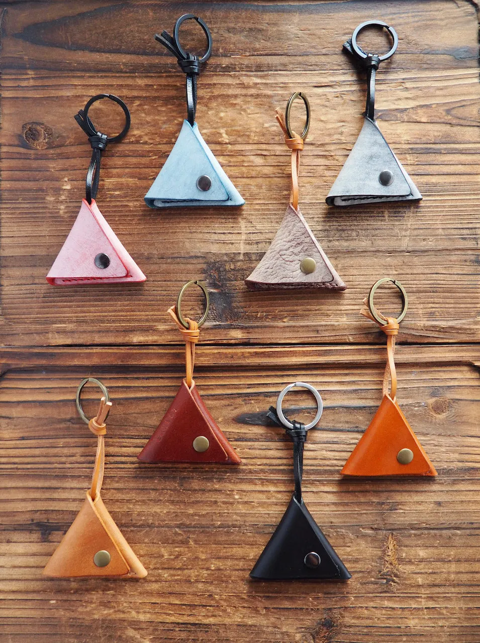 Personalized Leather Folded Guitar Pick Holder Keychain #Honey Brown