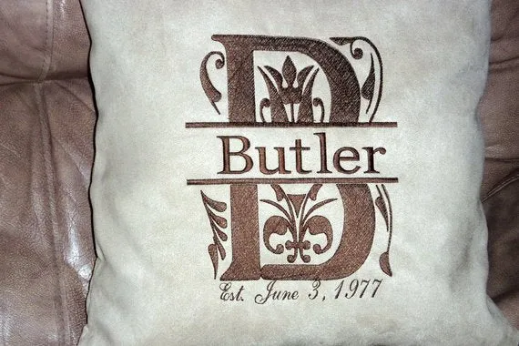 Personalized Pillow Cover, Embroidered Name and Est. Date