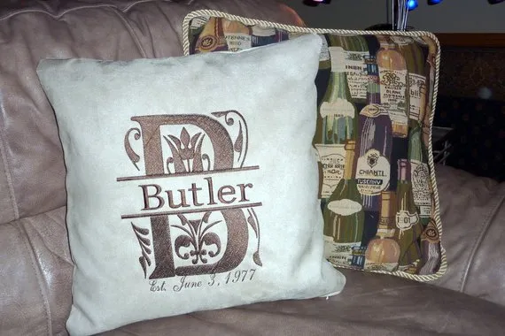 Personalized Pillow Cover, Embroidered Name and Est. Date