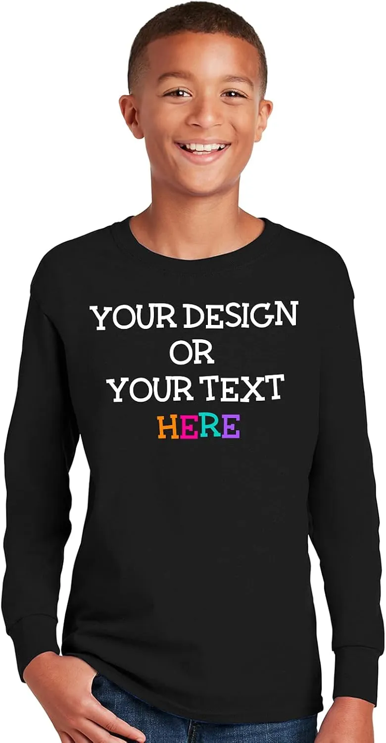 Personalized Shirt for Kids Girls Boys Long Sleeve DIY Your Image Photo Text Custom Tee Front/Back Print