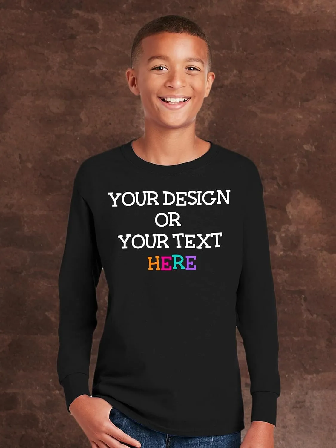Personalized Shirt for Kids Girls Boys Long Sleeve DIY Your Image Photo Text Custom Tee Front/Back Print