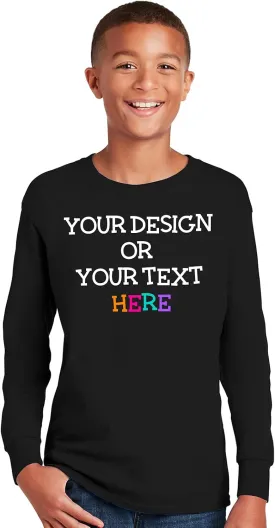 Personalized Shirt for Kids Girls Boys Long Sleeve DIY Your Image Photo Text Custom Tee Front/Back Print