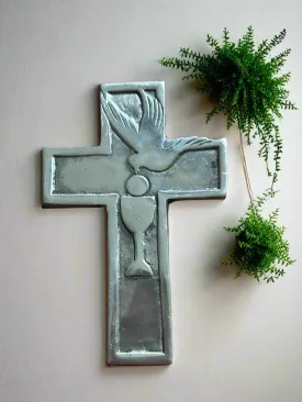 Pewter cross wall decor