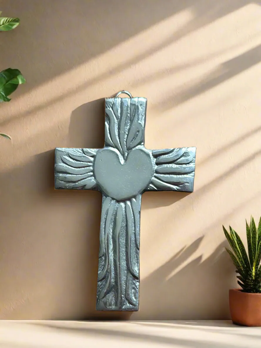 Pewter cross wall decor