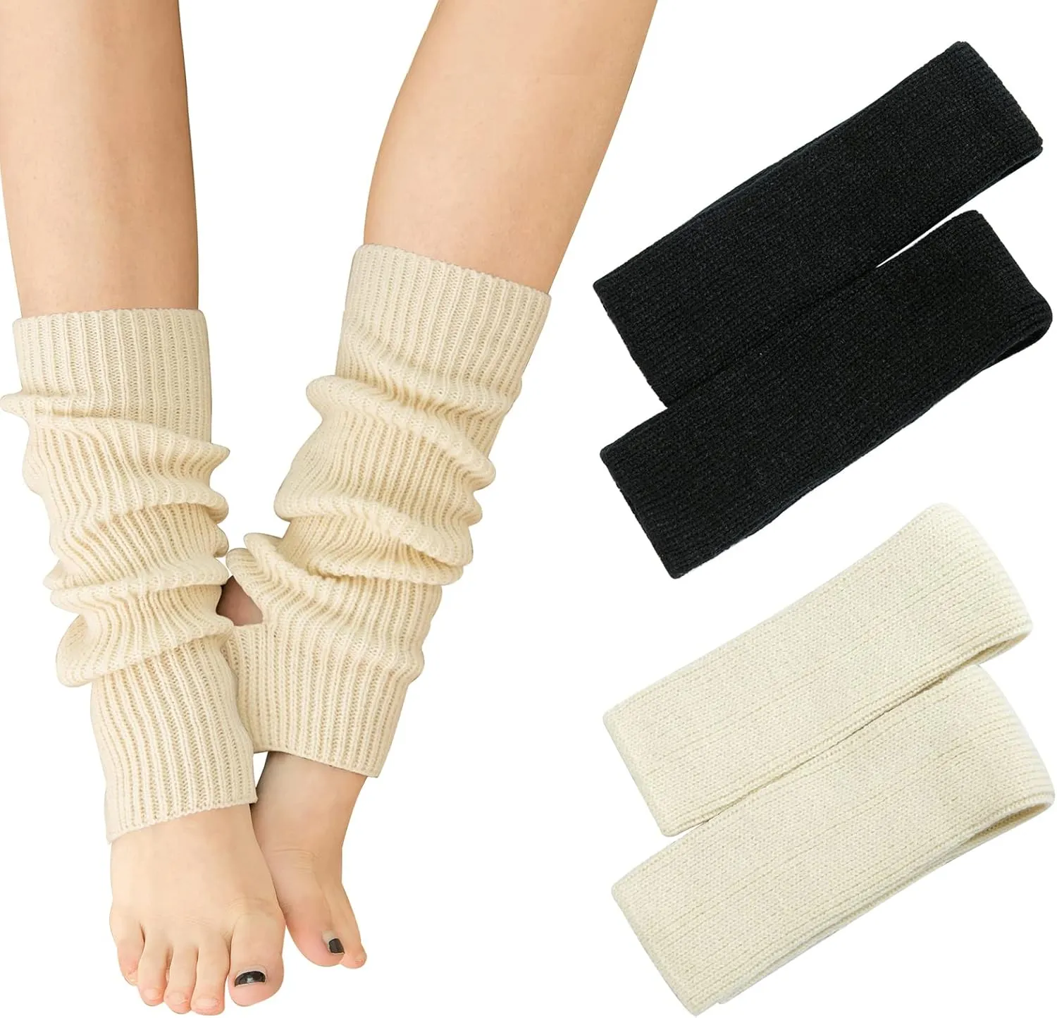 PHOGARY Knitted Yoga Socks Leg Warmers Women Warm Knit Crochet Boot Cuffs Boot Topper Socks for Yoga Dancing Exercising Gym