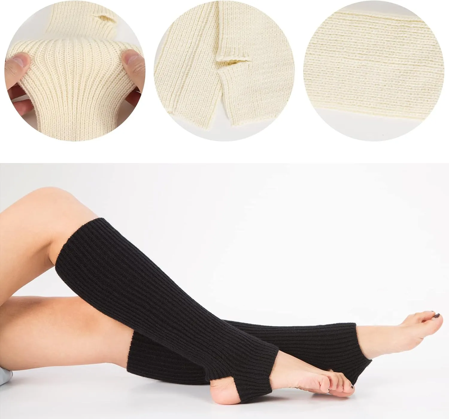 PHOGARY Knitted Yoga Socks Leg Warmers Women Warm Knit Crochet Boot Cuffs Boot Topper Socks for Yoga Dancing Exercising Gym