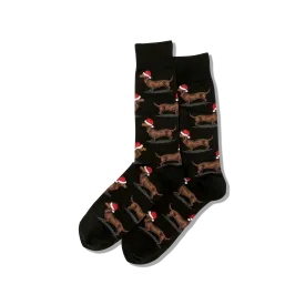 "Christmas Dachshunds" Cotton Crew Socks by Hot Sox