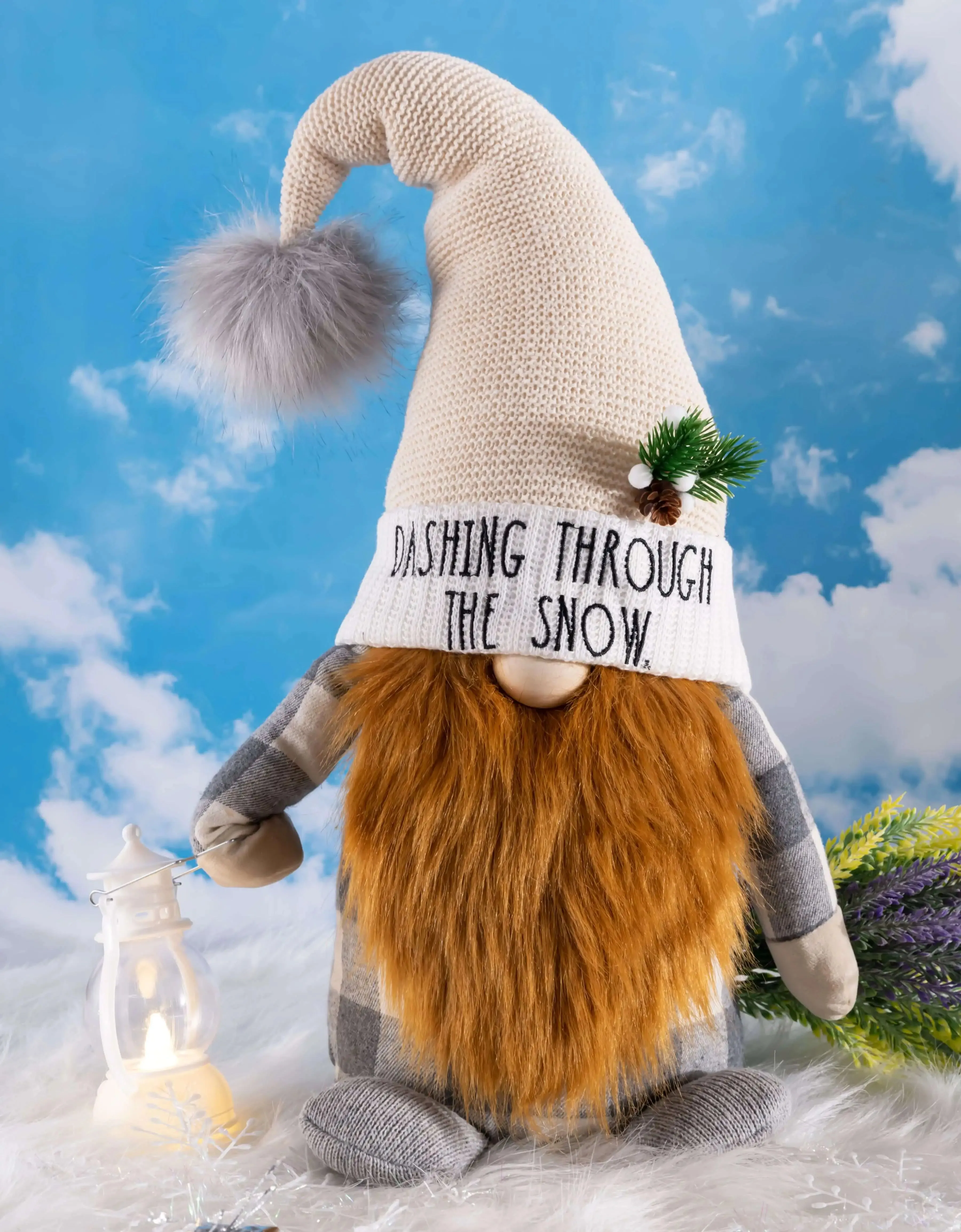 Rae Dunn “Dashing Through Snow” Winter Gnome with Lantern