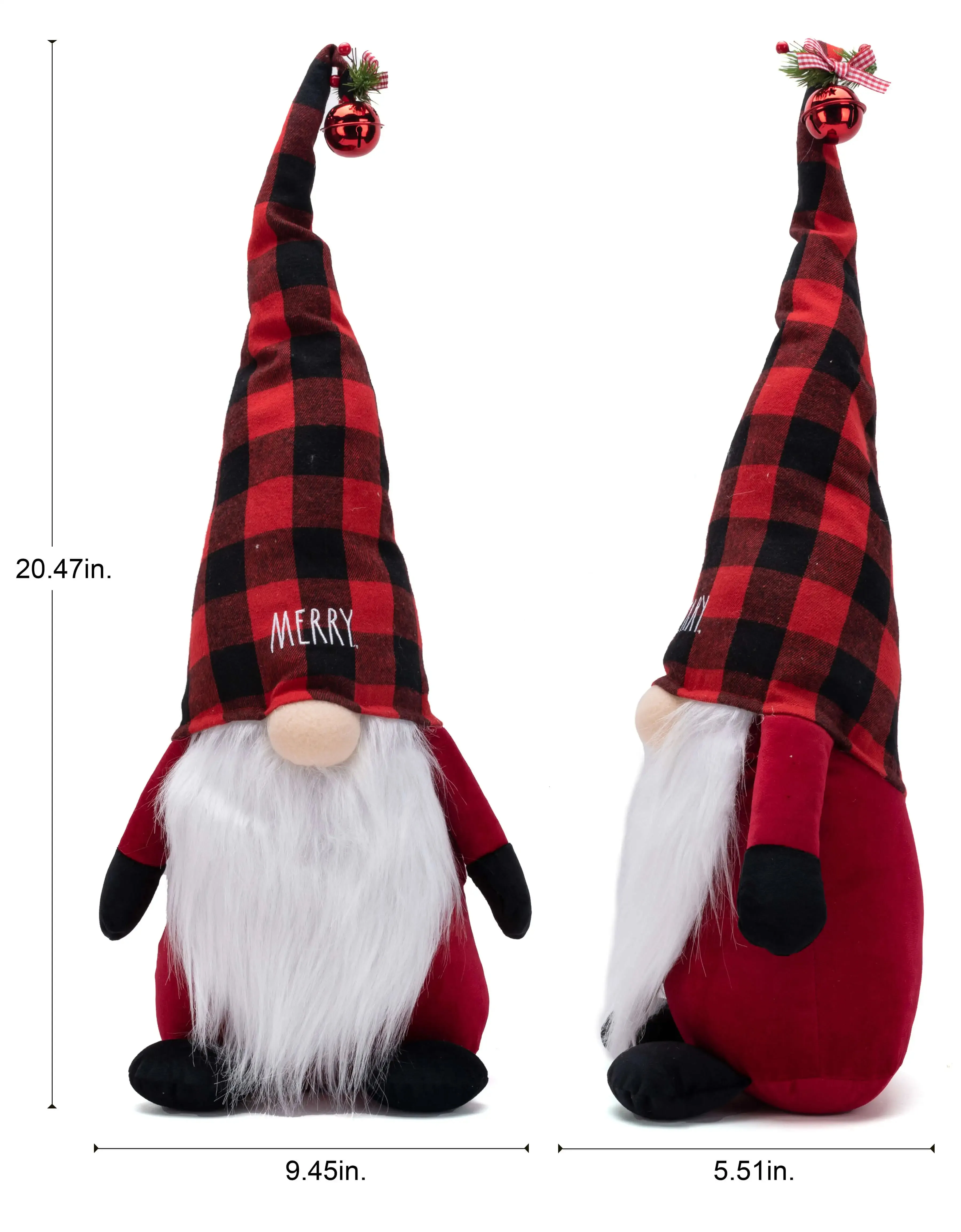 Rae Dunn “Merry” Plush Red Christmas Gnome with Music