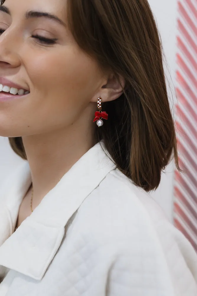Red Velvet Bow Pearl Charm