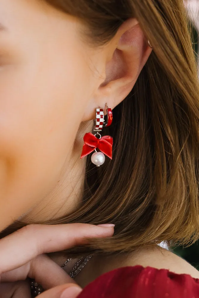 Red Velvet Bow Pearl Charm