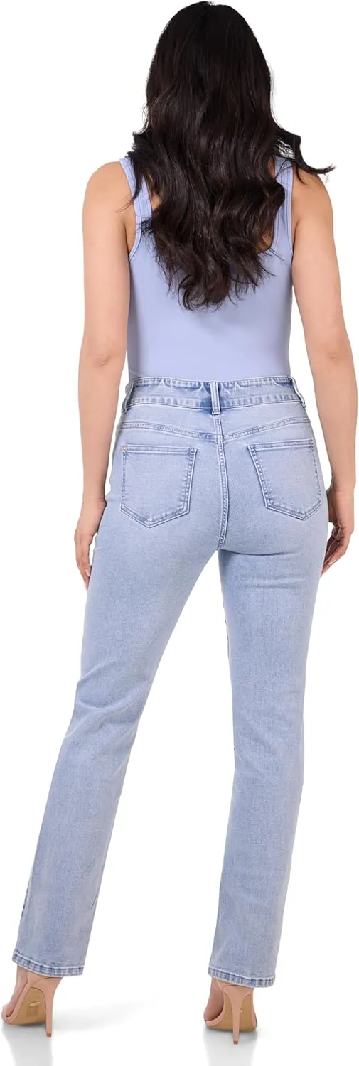 REKUCCI Women's Secret Figure Premium Lux Denim Straight Leg Pull-On Jean