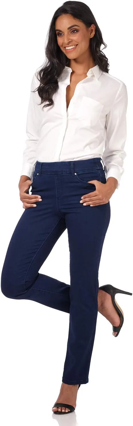 REKUCCI Women's Secret Figure Premium Lux Denim Straight Leg Pull-On Jean