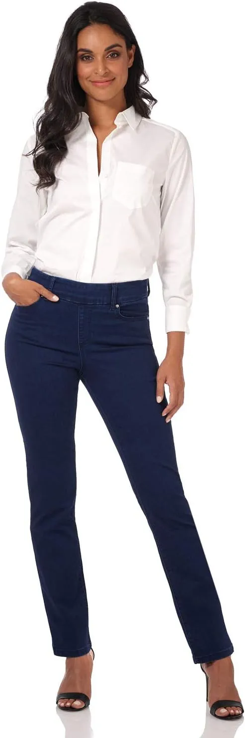 REKUCCI Women's Secret Figure Premium Lux Denim Straight Leg Pull-On Jean