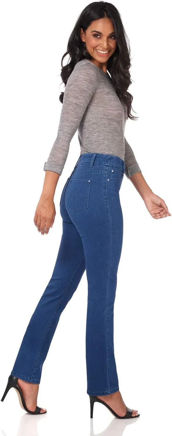 REKUCCI Women's Secret Figure Premium Lux Denim Straight Leg Pull-On Jean