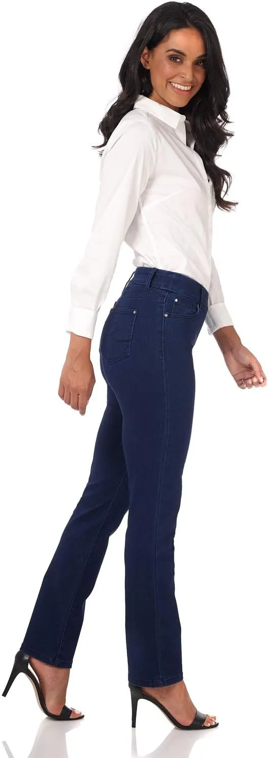 REKUCCI Women's Secret Figure Premium Lux Denim Straight Leg Pull-On Jean