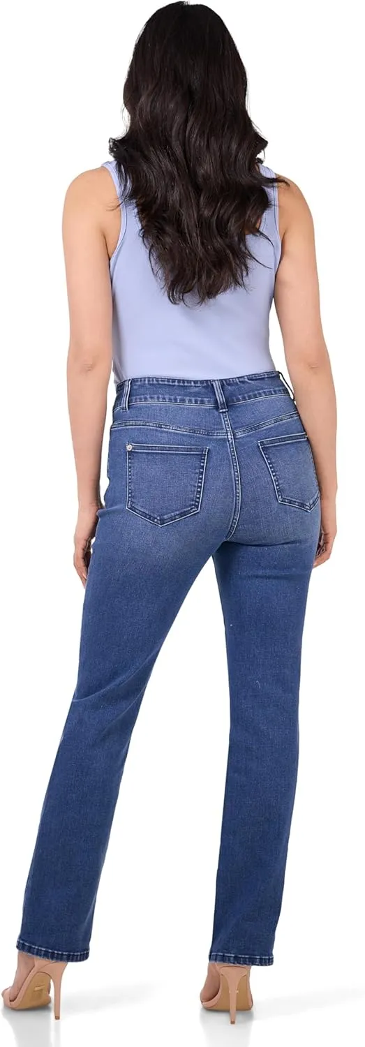 REKUCCI Women's Secret Figure Premium Lux Denim Straight Leg Pull-On Jean