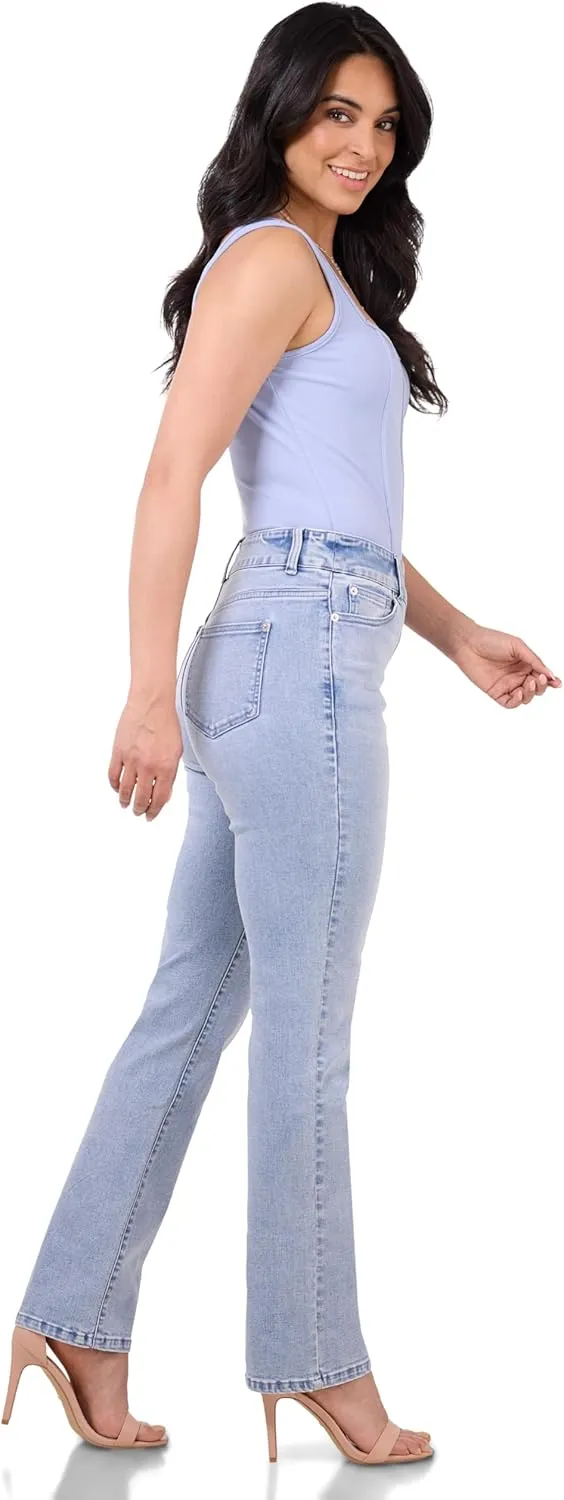 REKUCCI Women's Secret Figure Premium Lux Denim Straight Leg Pull-On Jean