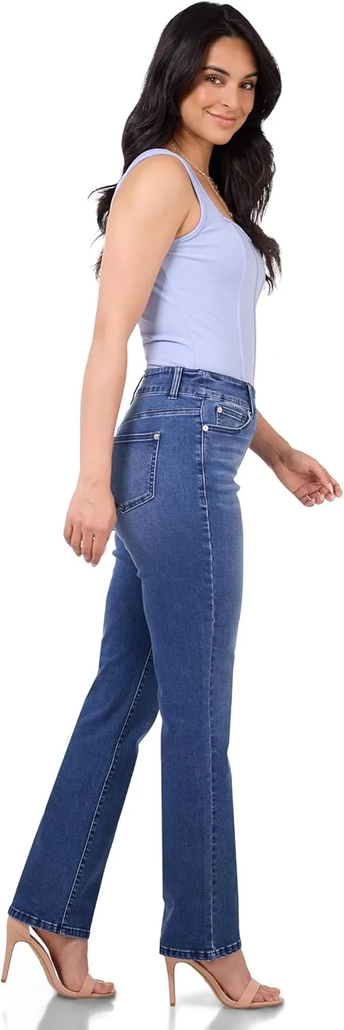 REKUCCI Women's Secret Figure Premium Lux Denim Straight Leg Pull-On Jean