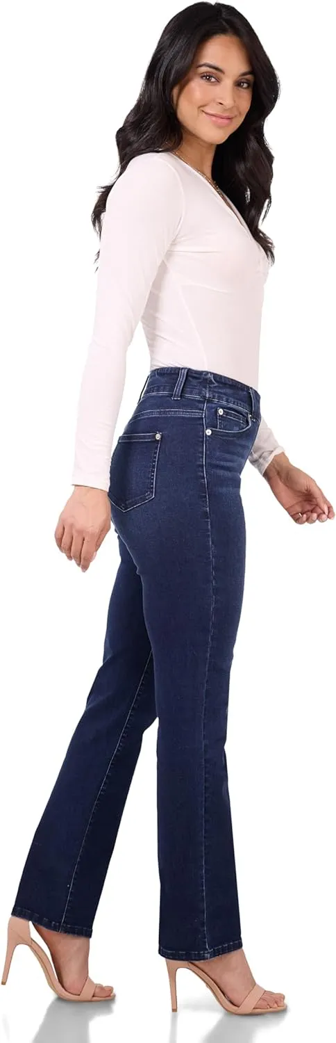 REKUCCI Women's Secret Figure Premium Lux Denim Straight Leg Pull-On Jean