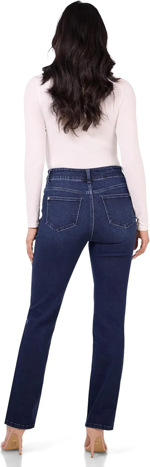 REKUCCI Women's Secret Figure Premium Lux Denim Straight Leg Pull-On Jean