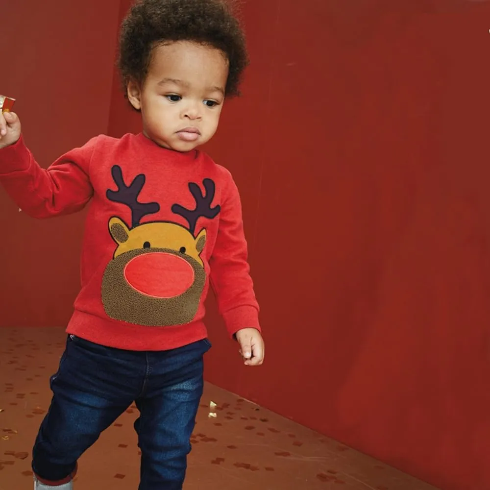 RETSUGO Toddler Boy Christmas Outfit Baby Boy Girl Winter Warm Holiday Fleece Pullover Xmas Crewneck Sweater 1-7 Years