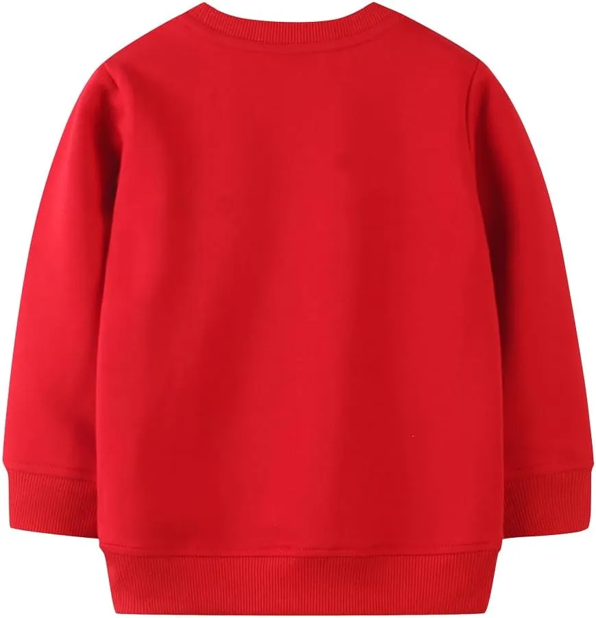 RETSUGO Toddler Boy Christmas Outfit Baby Boy Girl Winter Warm Holiday Fleece Pullover Xmas Crewneck Sweater 1-7 Years