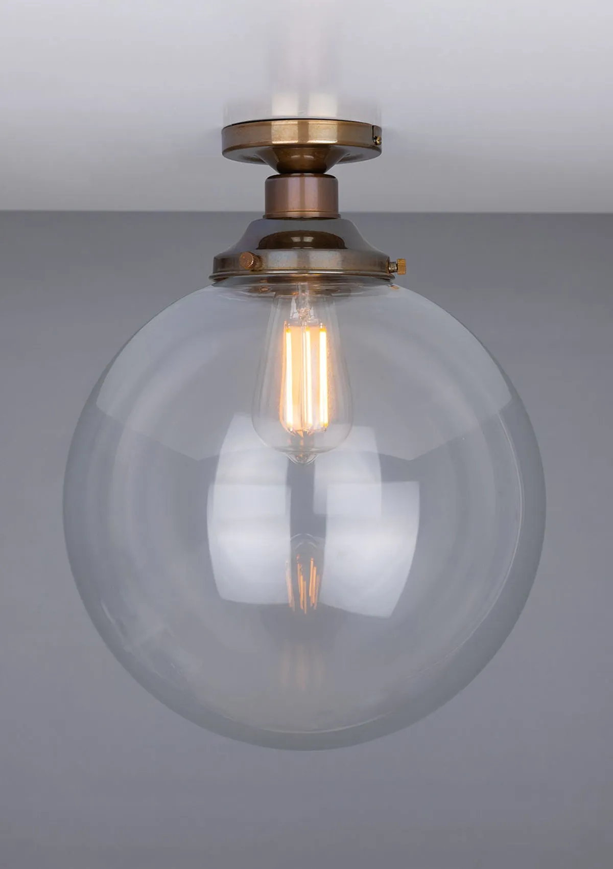 Riad Clear Glass Globe Flush Ceiling Light