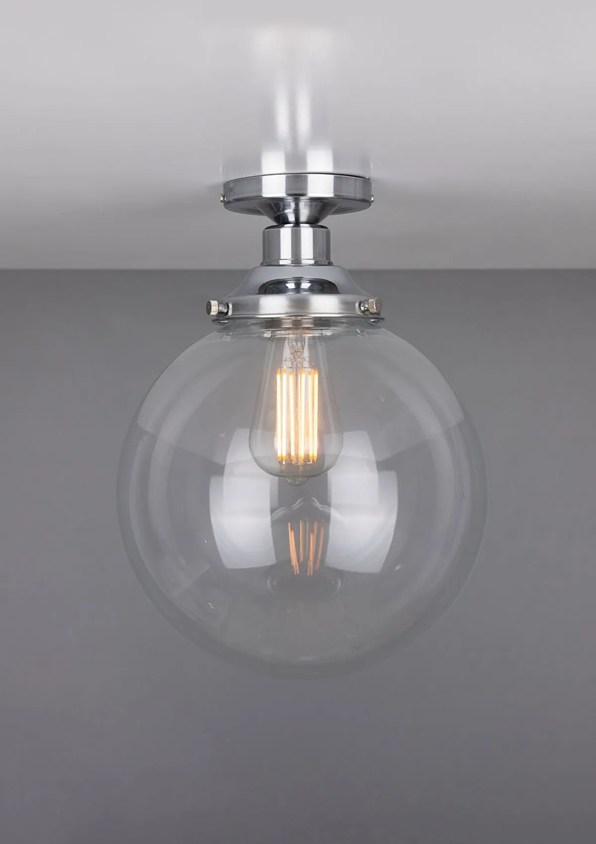 Riad Clear Glass Globe Flush Ceiling Light