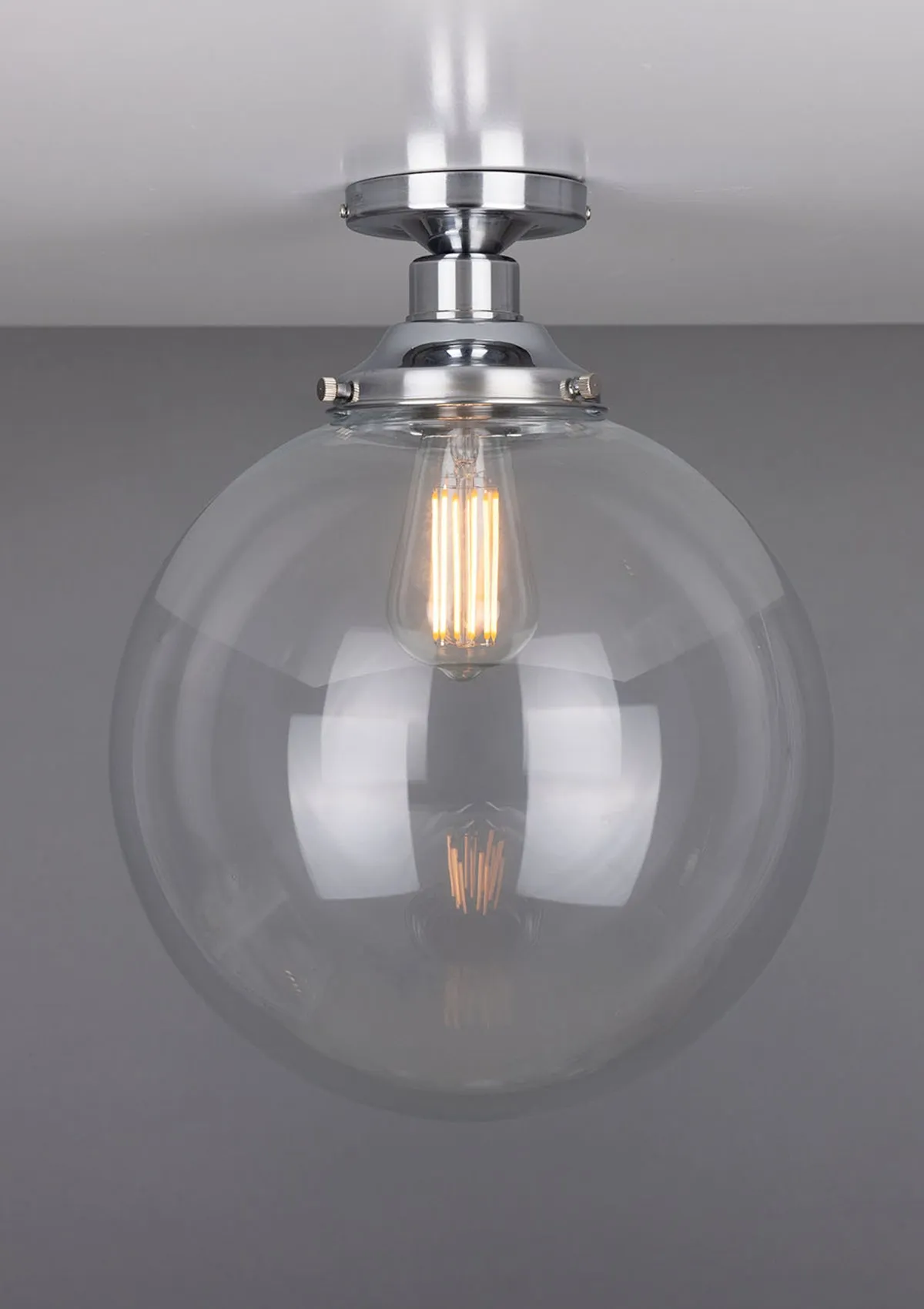 Riad Clear Glass Globe Flush Ceiling Light