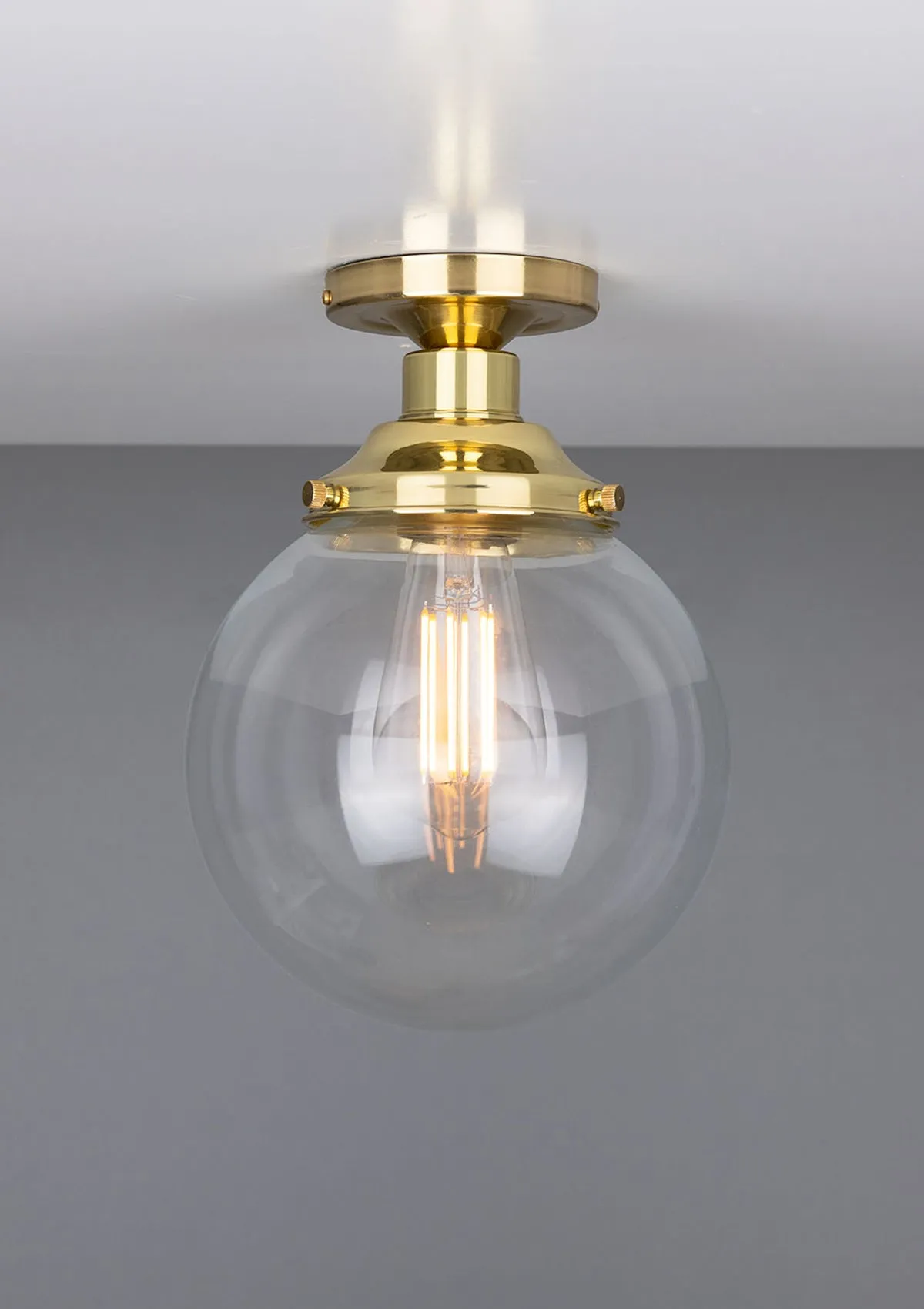 Riad Clear Glass Globe Flush Ceiling Light