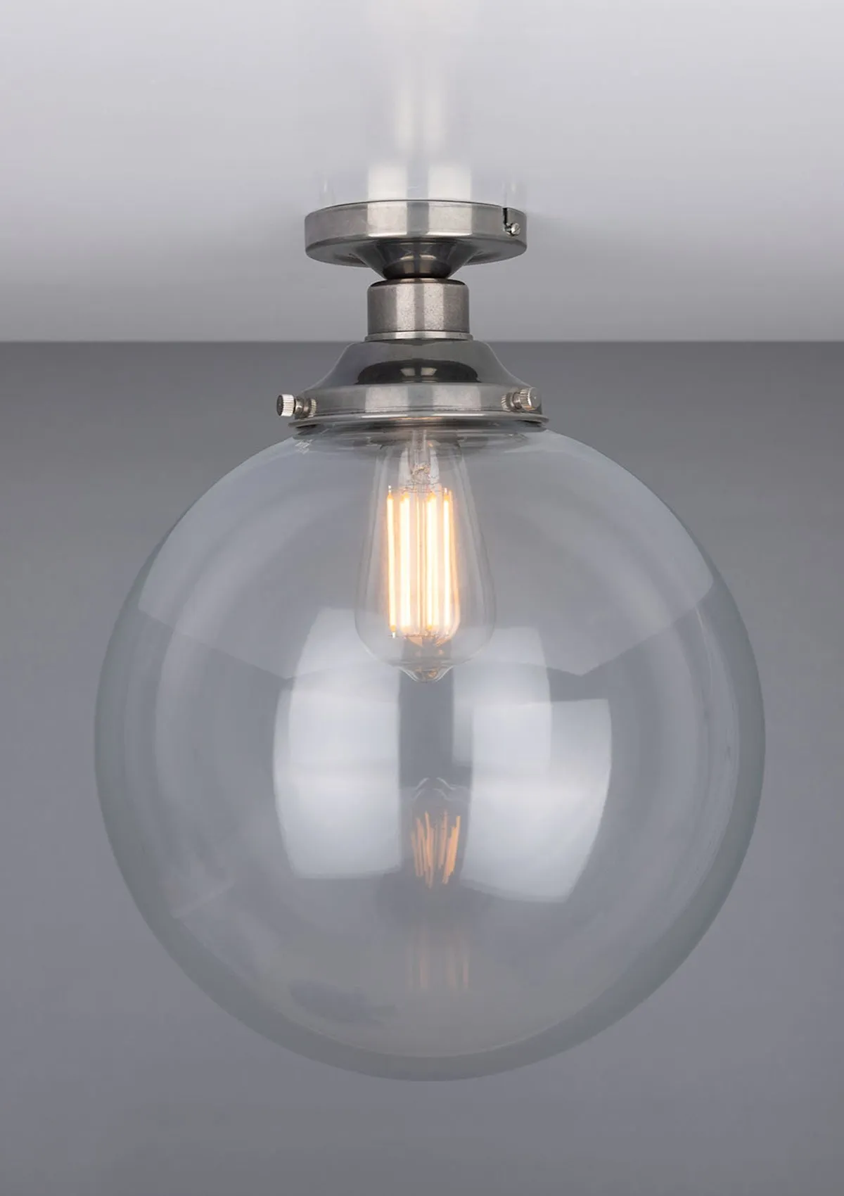 Riad Clear Glass Globe Flush Ceiling Light