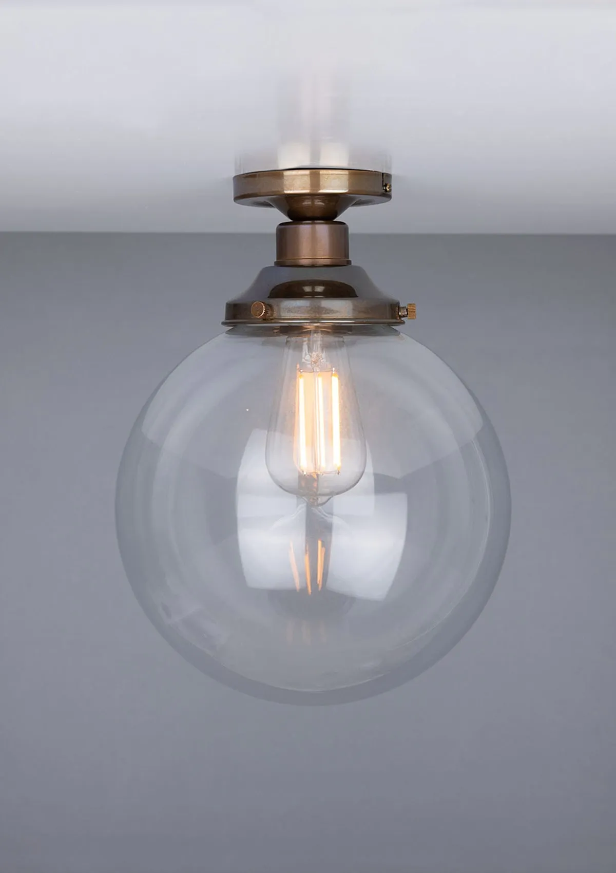 Riad Clear Glass Globe Flush Ceiling Light
