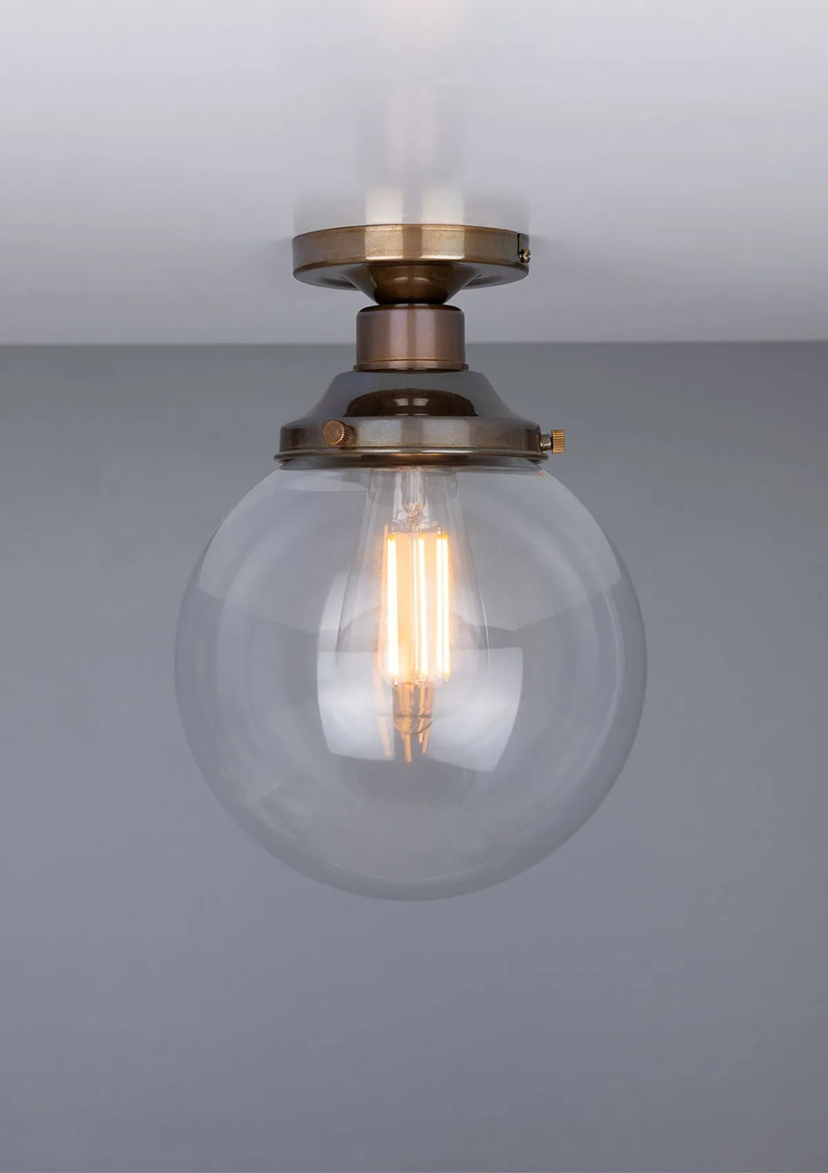 Riad Clear Glass Globe Flush Ceiling Light